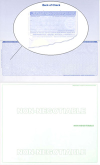 843B_R-361 Blank 14 Middle Laser Check Stock - Blue Fingerprint Security Legal Size Laser Checks