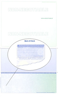 846B_R-361 Blank 14 Bottom Laser Check Stock - Green-Blue Prismatic Fingerprint Security Legal Size Laser Checks