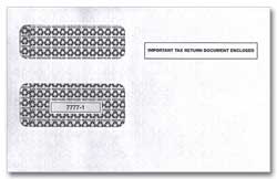 DEL91568  W-2 or 1099 Double Window Envelope for Blank 2-Up Laser Forms
