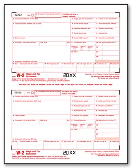 TF5201 W-2  Federal Copy A  2-Up Individual Sheets Laser Tax Form