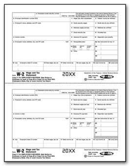 TF5203 W-2 Employee Copy 2/Copy C  2-Up Individual Sheets Laser Tax Form