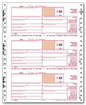 TF7168 1098 Mortgage Interest Statement Continuous Tax Form